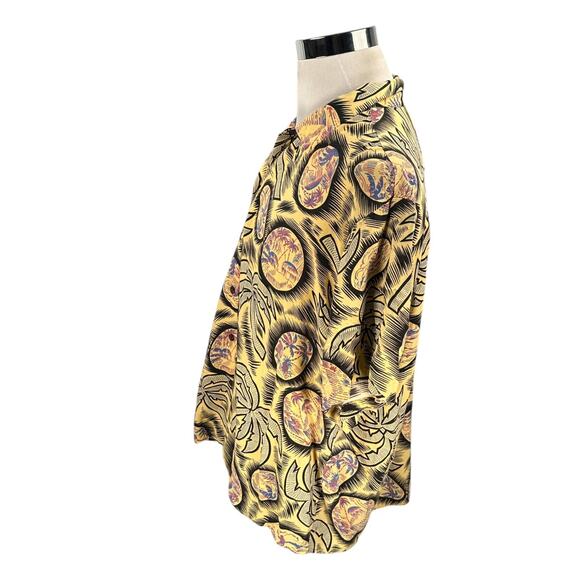 Vintage Reyn Spooner Hawaiian Shirt Men’s XL Yellow Hula Girls Palm Trees Button - Picture 5 of 10